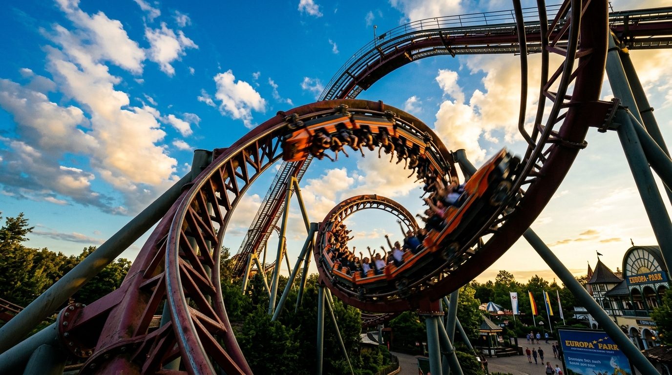 Achterbahn in einem deutschen Freizeitpark